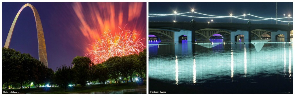 Fireworks at Gateway Arch and Tempe Town Lake