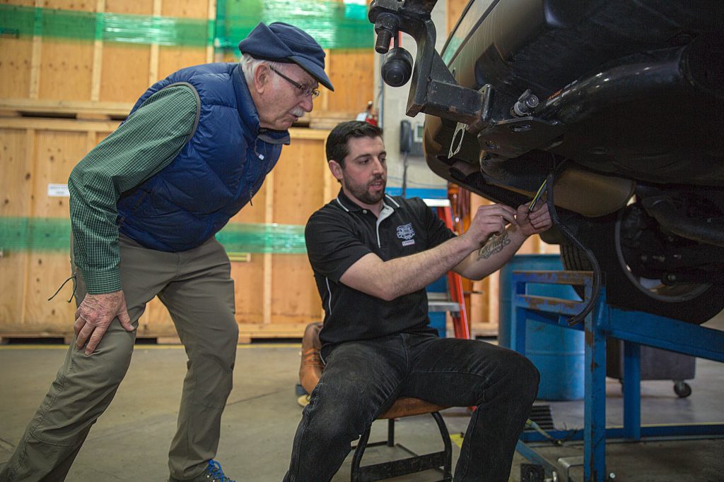 Hitch being installed