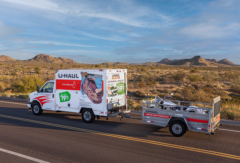 Use U-Haul's 5x9' Ramp Trailer to haul your motorcycle long distance.