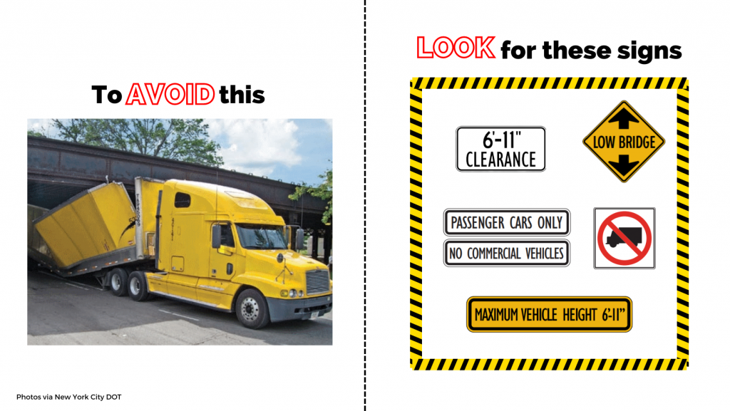 Signs indicating commercial vehicles are not allowed.