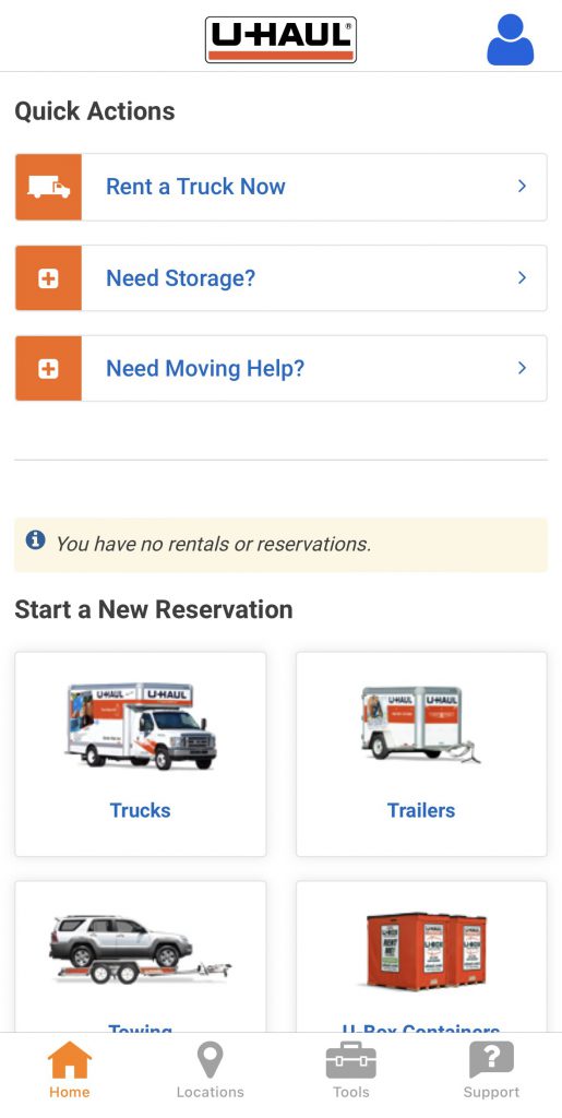 Rent a truck now feature