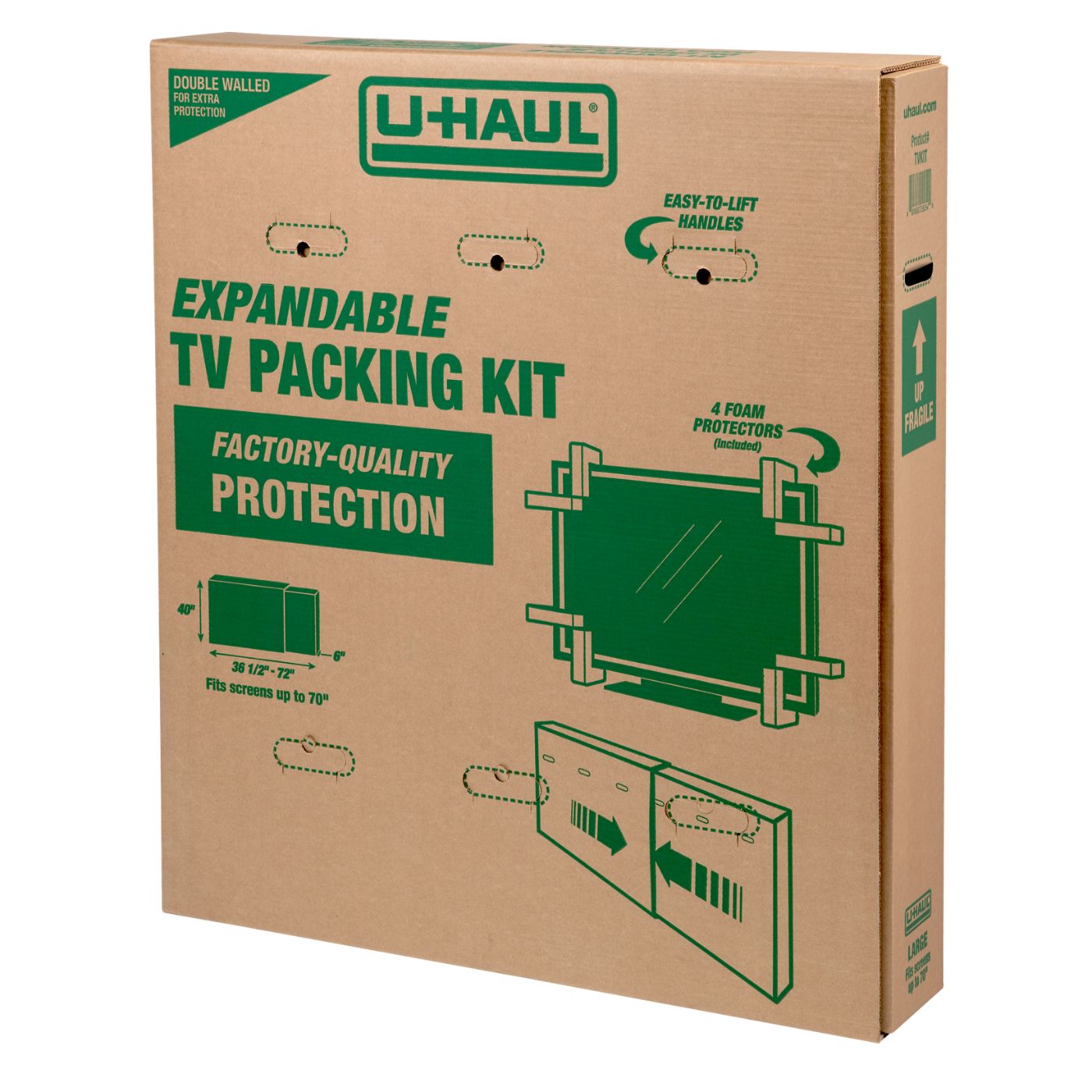 Caja para mudanza de televisores expansible para uso pesado - Large