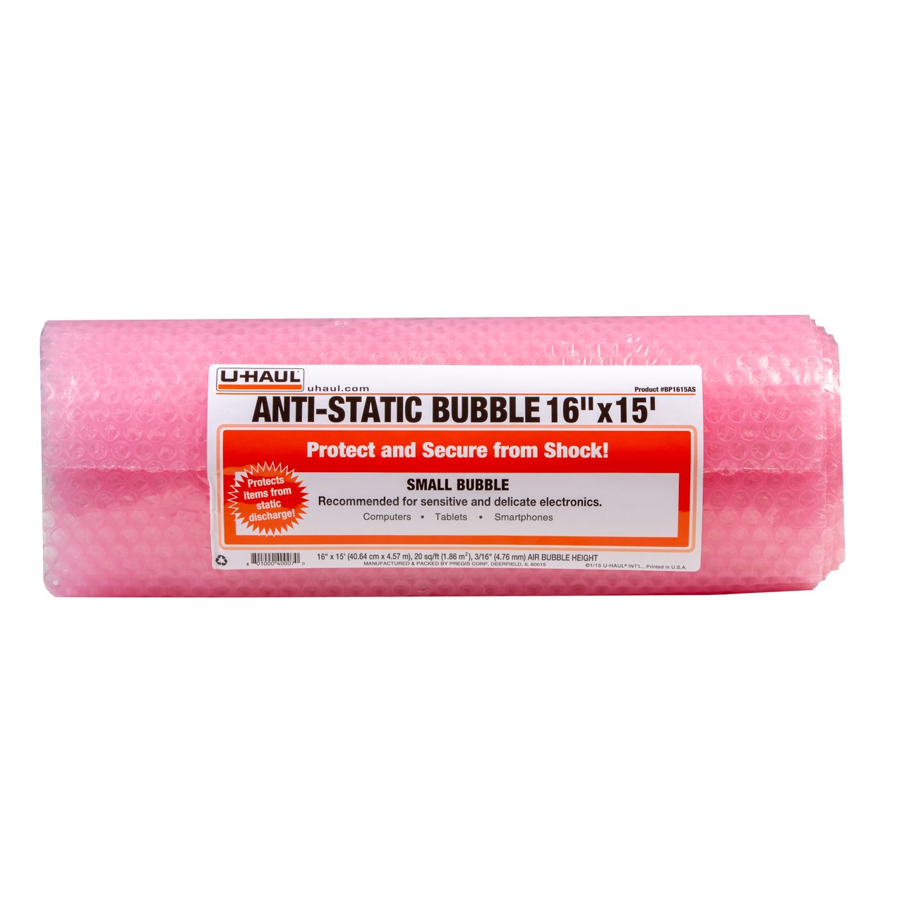 Pink AntiStatic Bubble Small 3/16 - 350' Roll x 12 Wide