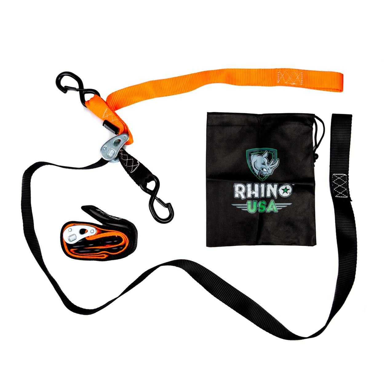 Rhino USA Motorcycle Tie-Down Set - 2 Heavy-Duty Tie-Down Straps +