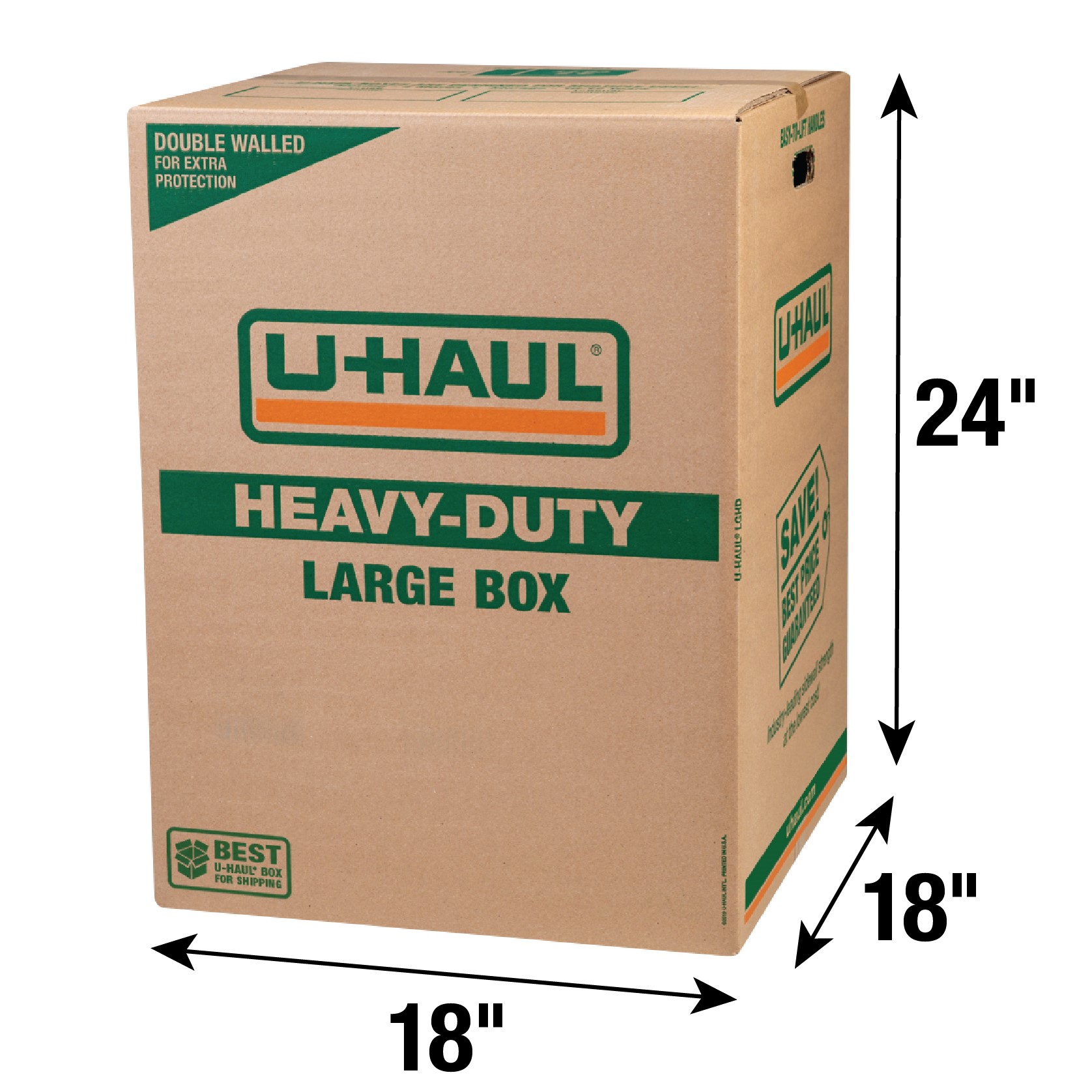 Large Heavy-Duty Double Wall Moving Box - 18” x 18” x 24” (L x W x H)