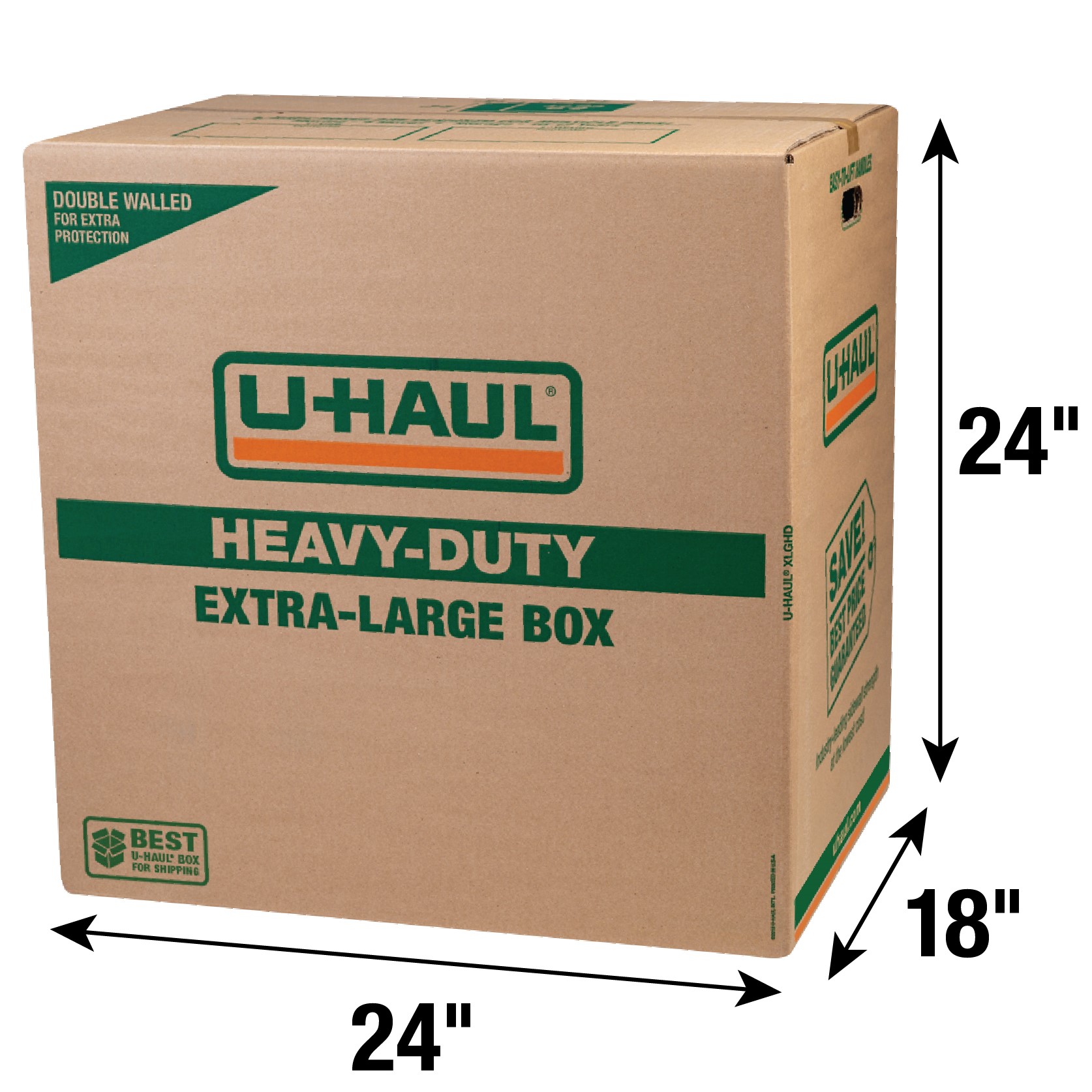 Extra-Large Heavy-Duty Double Wall Moving Box - 24” x 18” x 24” (L x W x H)