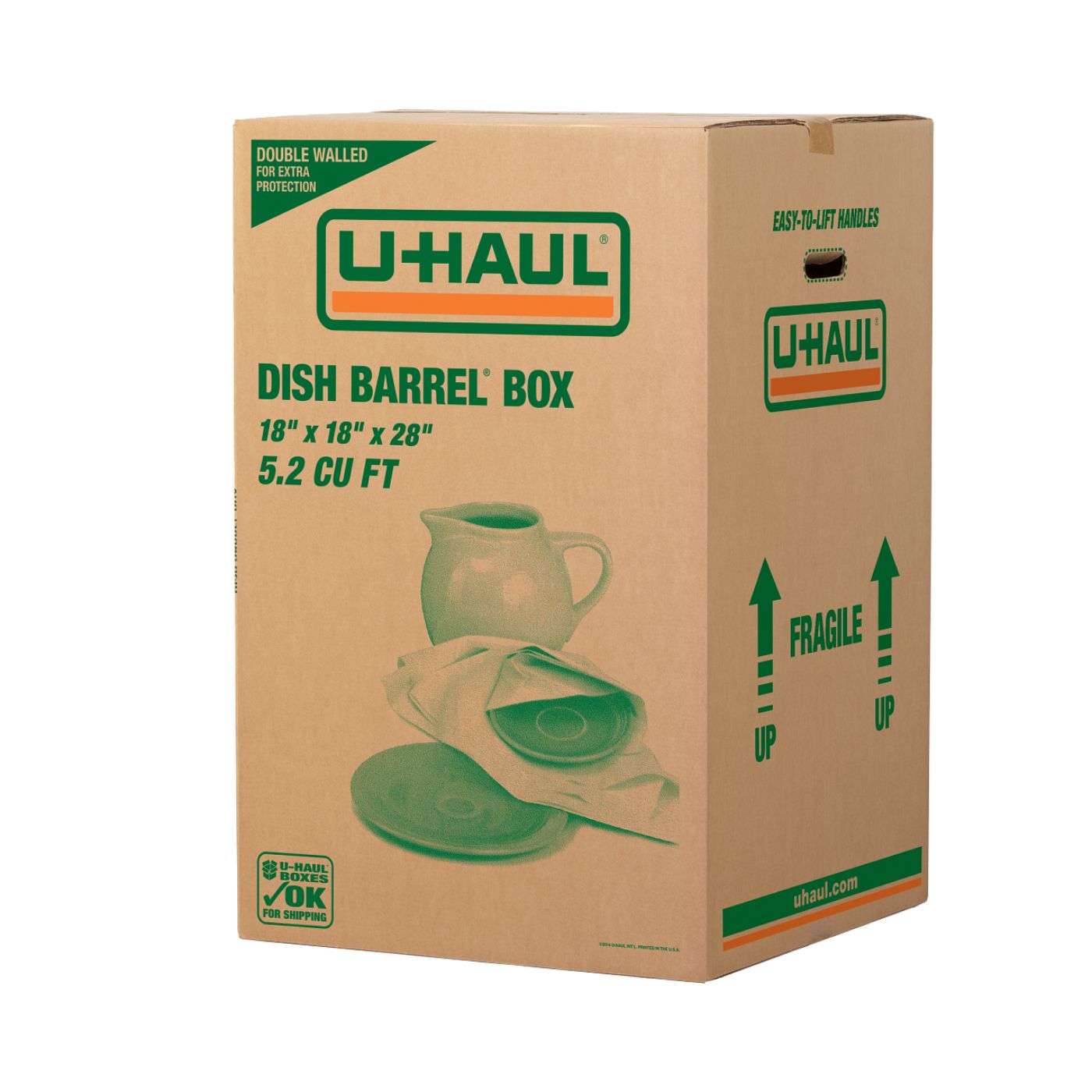 Dish Barrel® Box – Heavy-Duty Dish Packing Box – 18” x 18” x 28