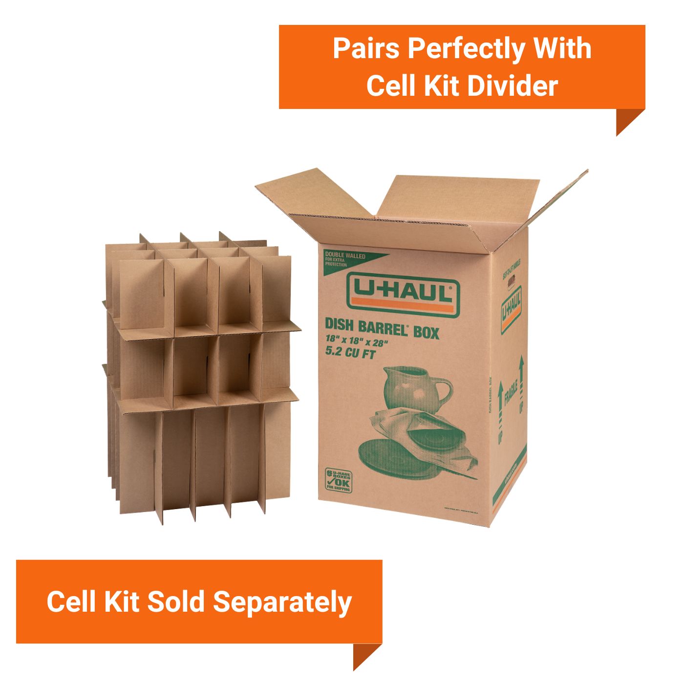 U-Haul Large Moving Boxes - Pack of 10 Boxes - 18â x 18â x 24â - Bonus Roll of Tape Included