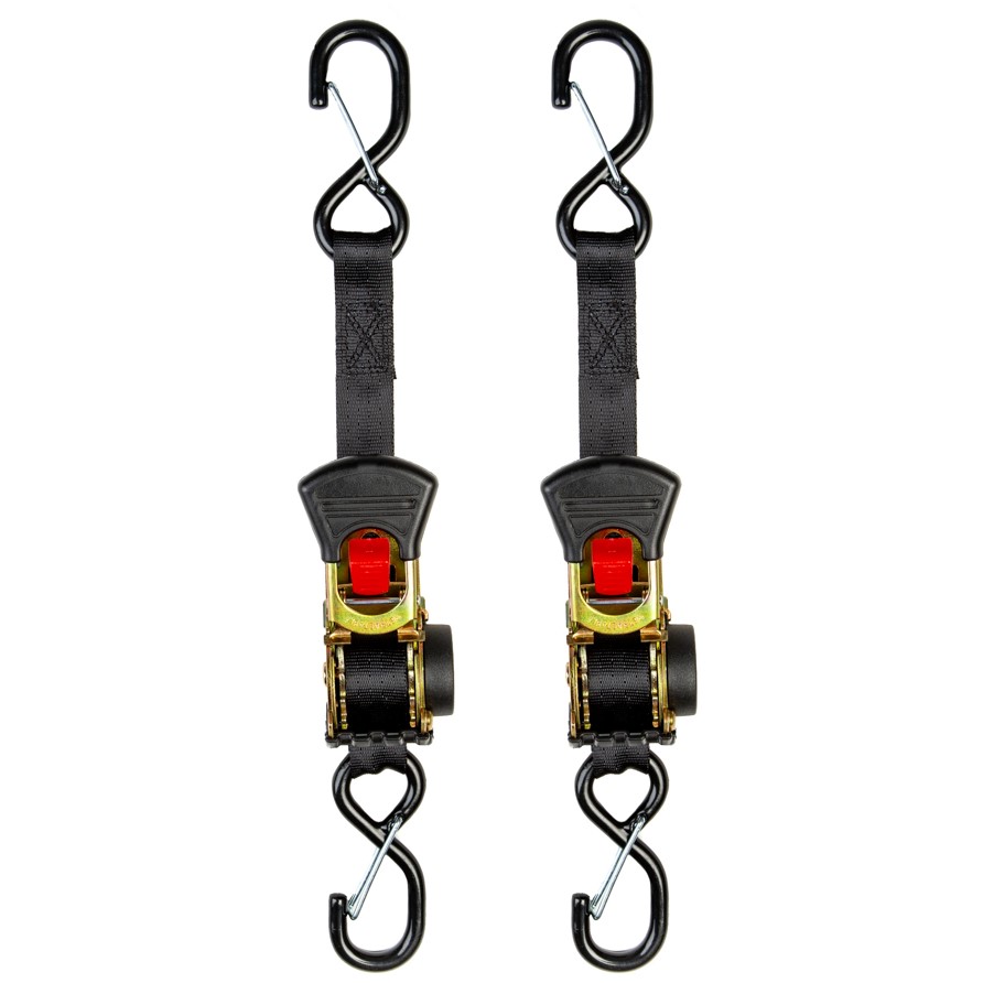 SLine By Ancra 6’ Retractable Ratchet TieDowns with Coated SHooks