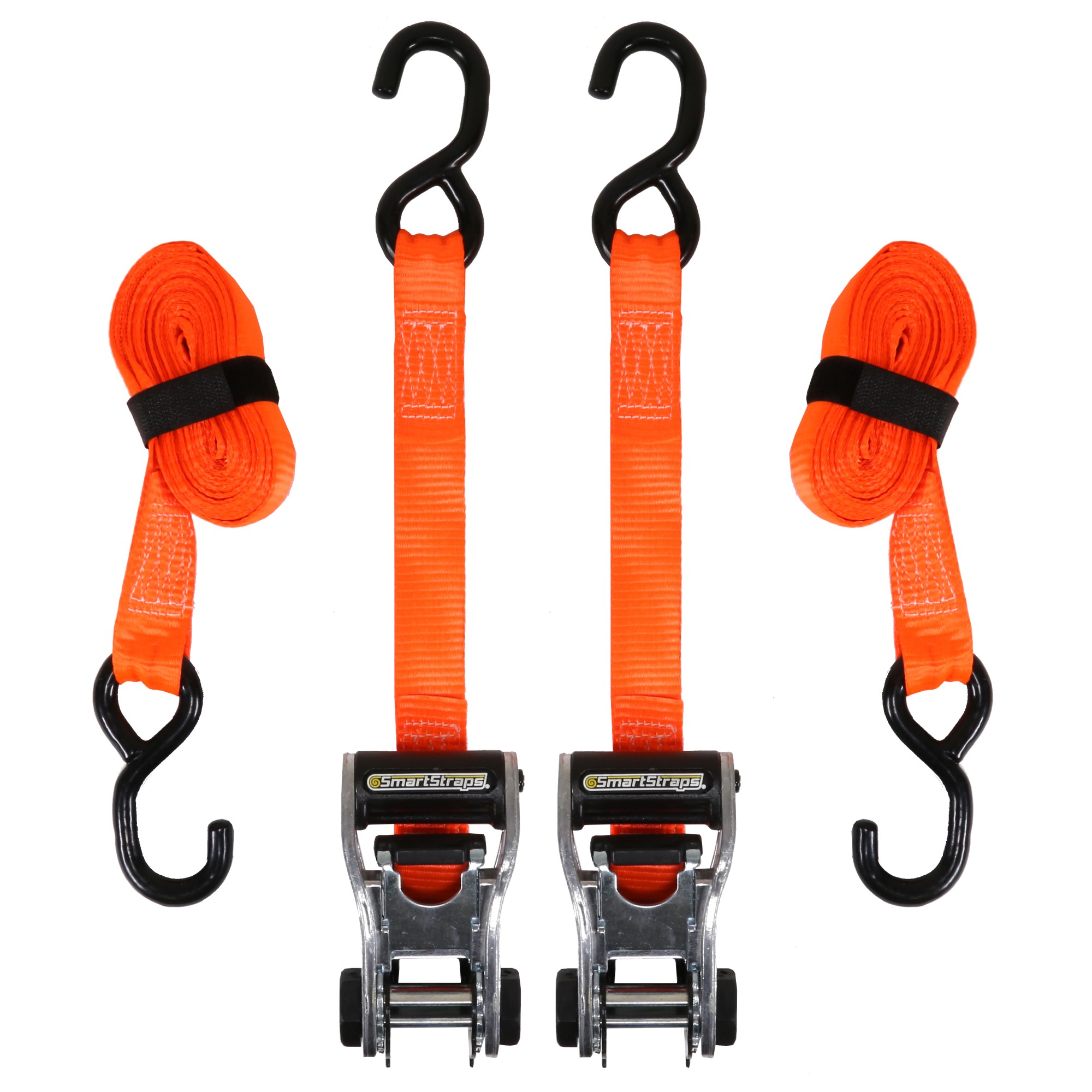 SmartStraps 10’ RatchetX Ratchet TieDowns  Pack of 2 (Orange)  3,000 lb Breaking Strength