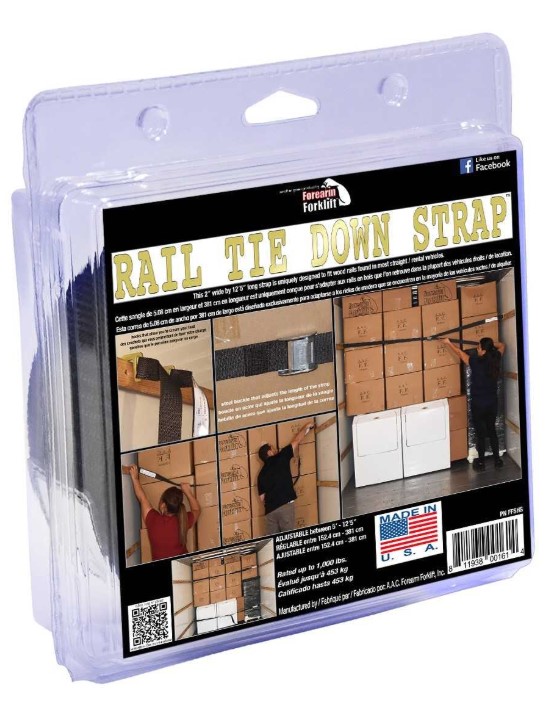 Tie Down Strap for Wood Rails  For Securing Moving Truck Loads