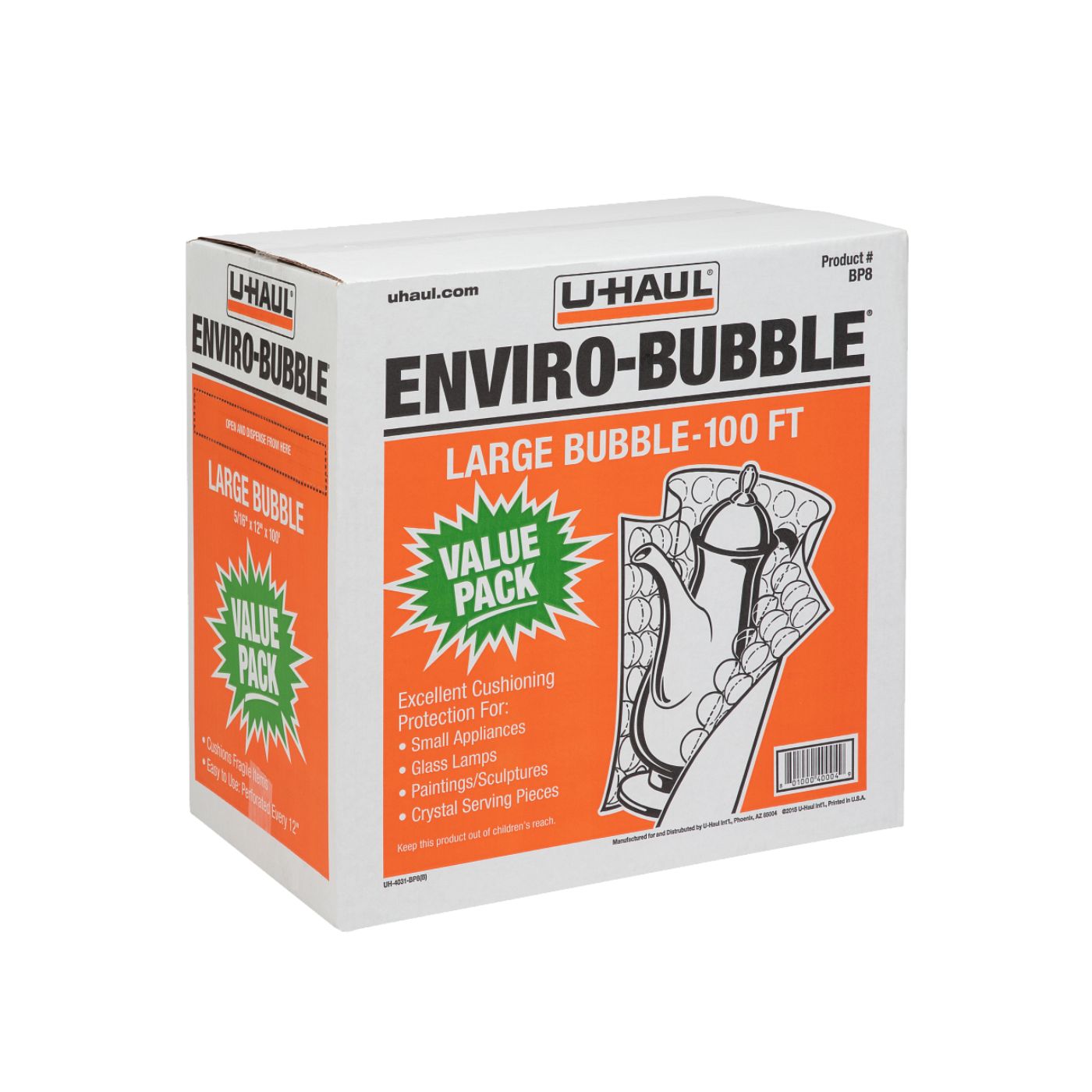 ENVIROBUBBLE® Cushion for Moving & Shipping w/ Dispenser Box (Large Bubble Size, 100 ft x 12 in)