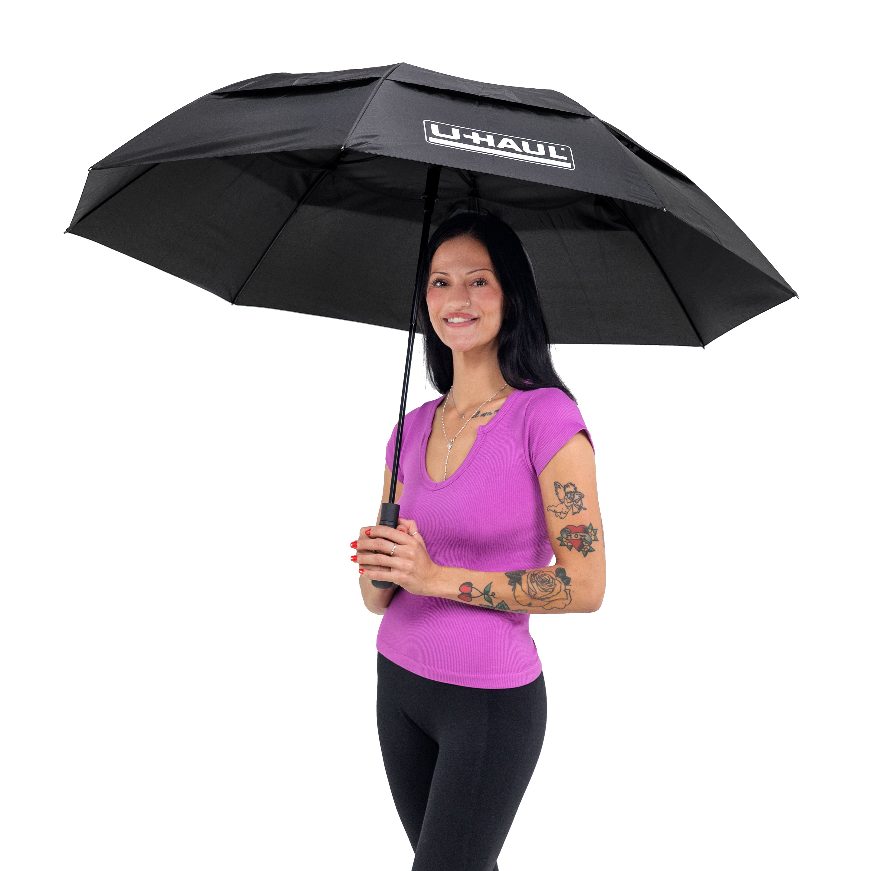 58" Black Umbrella with White UHaul Logo