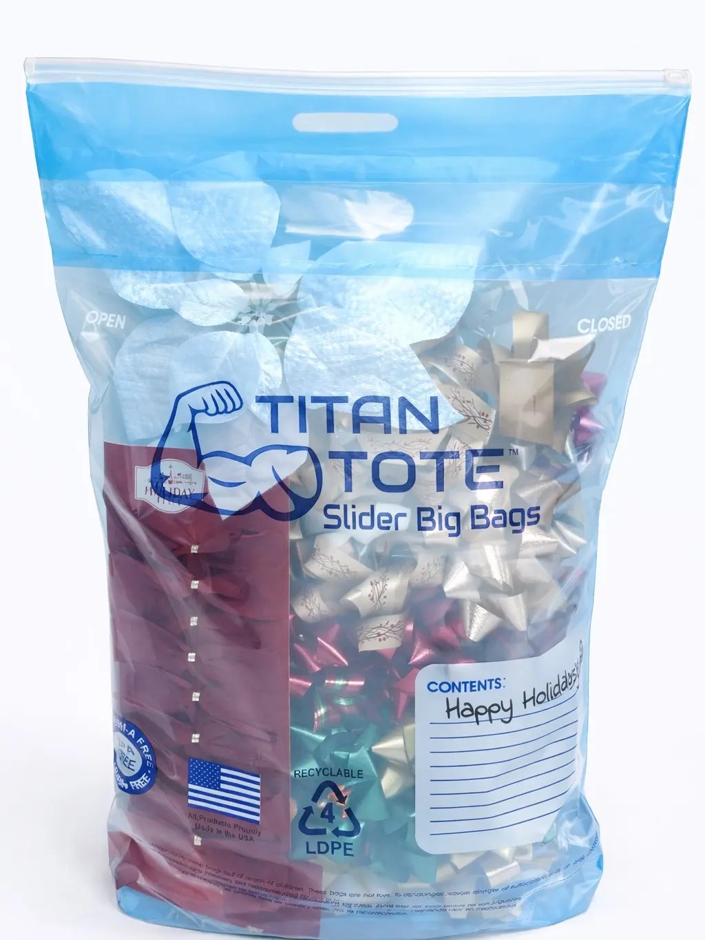 HeavyDuty Storage Zip Bag with Handles, Clear (3Pack of XXL)