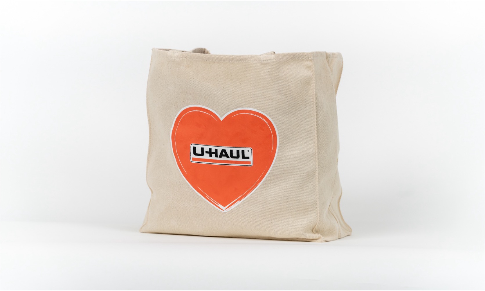 UHaul Logo Canvas Tote Bag with Heart Design