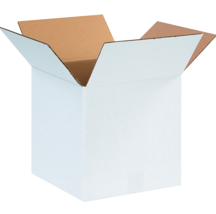 12 x 12 x 12" White Corrugated Boxes Case of 25