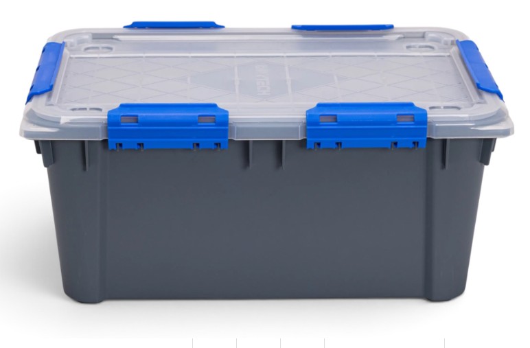 IP67 Waterproof Storage Bin, Grey with Clear Lid (13 qt)