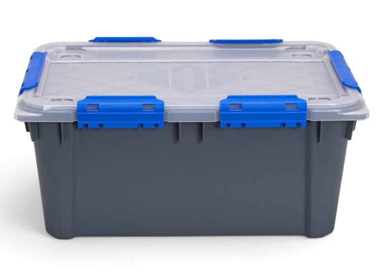 IP67 Waterproof Storage Bin, Grey with Clear Lid (19 qt)