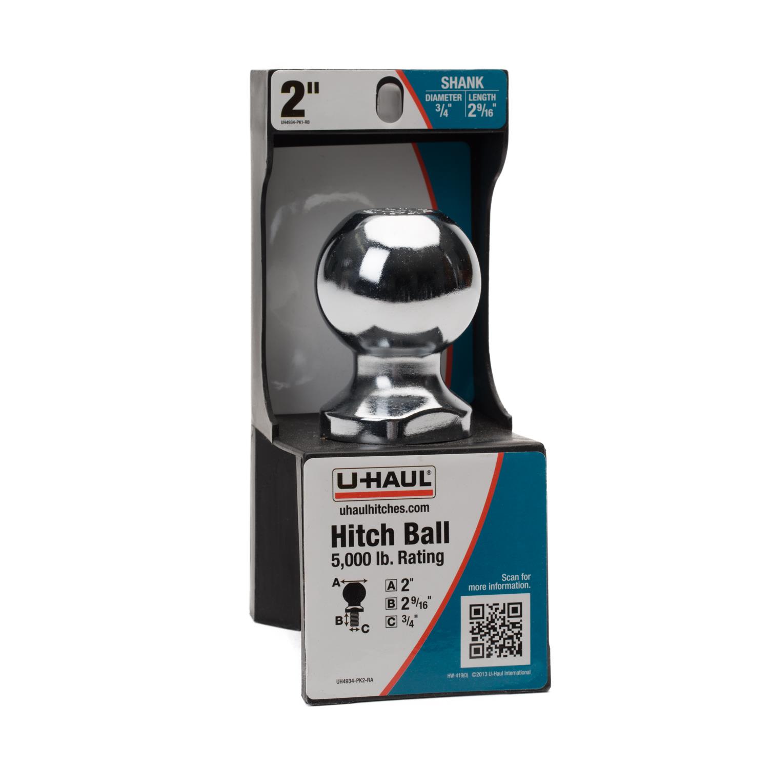 2" Hitch Ball, 29/16" Shank Length