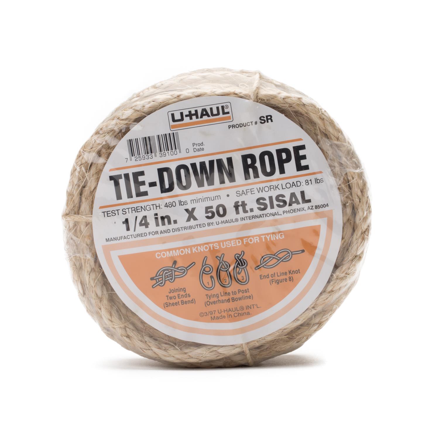 Sisal TieDown Rope (81lb Workload)  50 ft