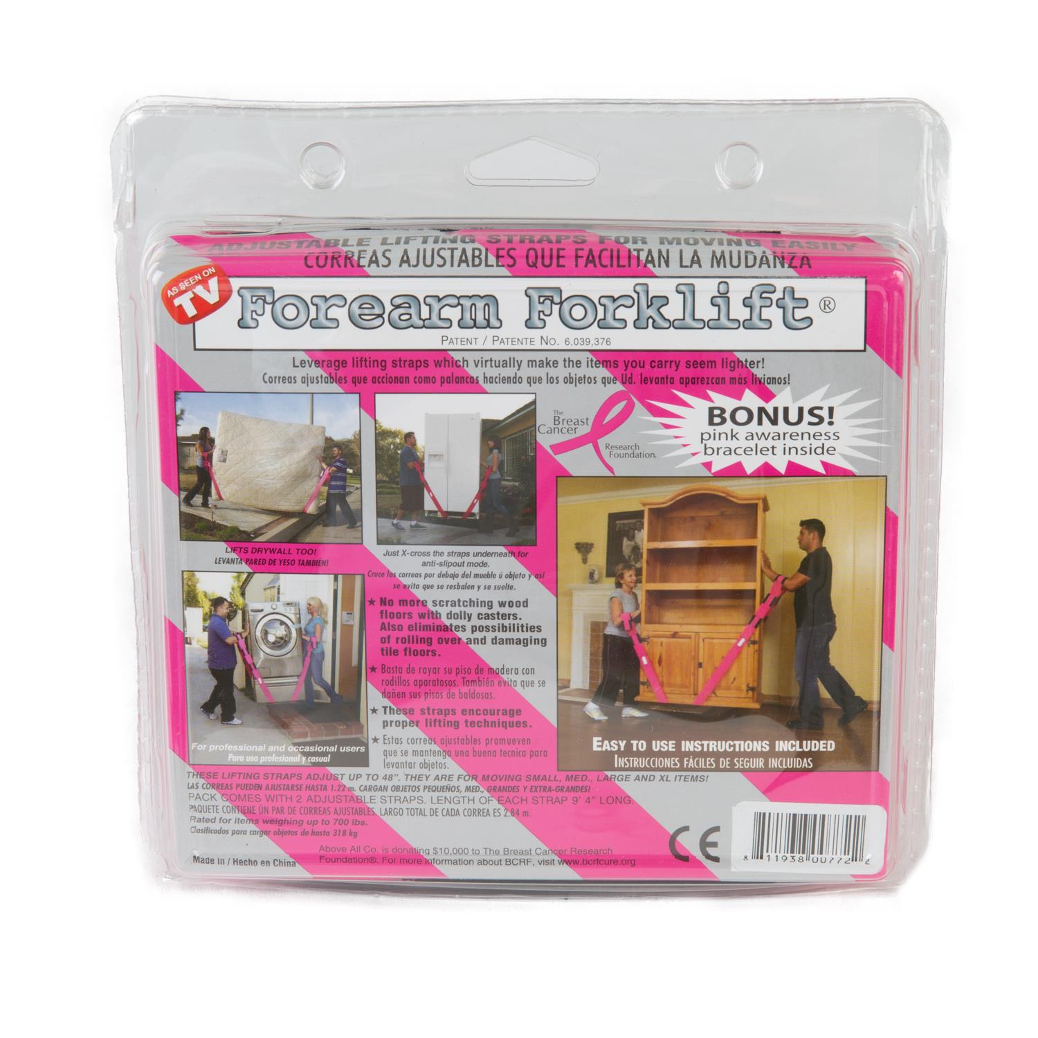 Forearm Forklift Moving Straps Pink
