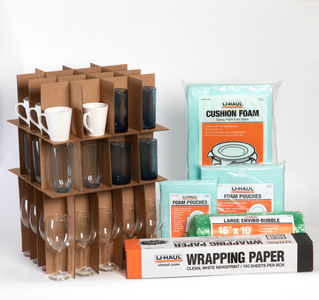 U-Haul dish packing supplies.