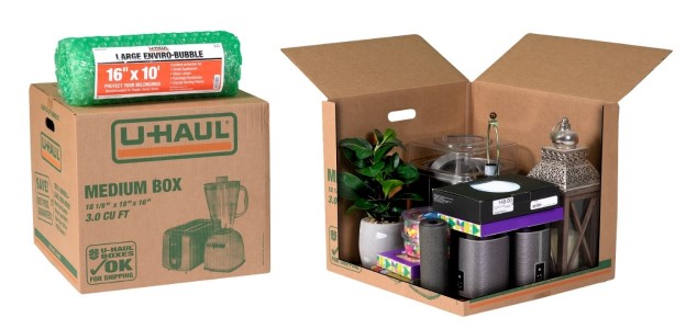Medium moving box being packed.