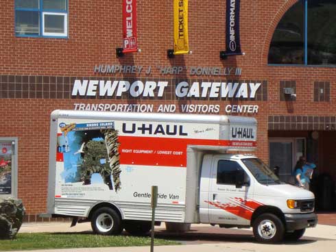 The official Rhode Island SuperGraphic unveiling truck was placed in front of the Newport County Convention and Visitors Bureau for everyone to see.