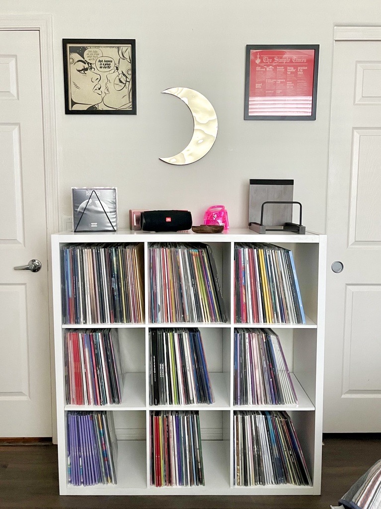 Vinyl record display.